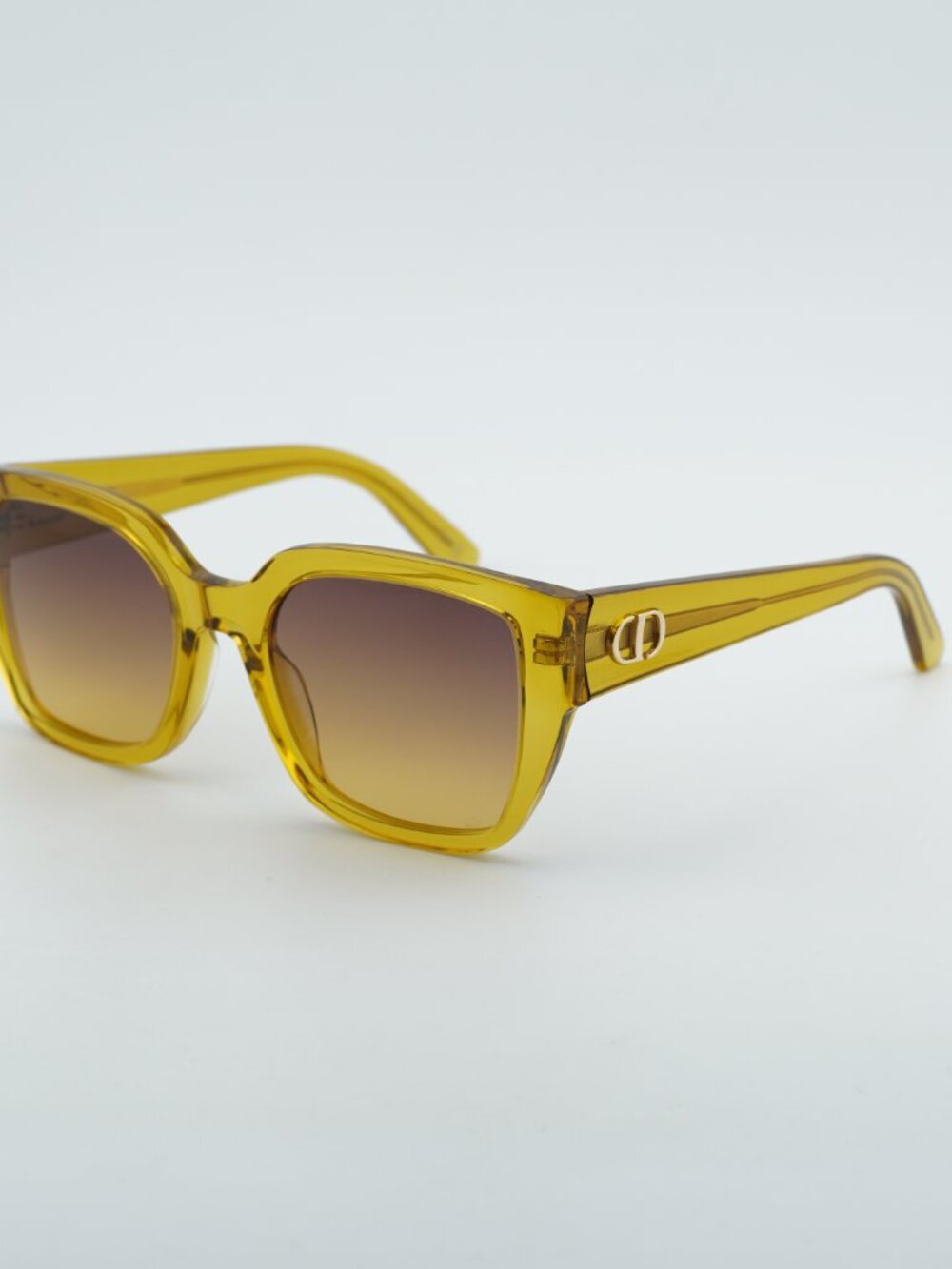 Dior DIORGLOW S1I 66D2 Sunglasses Yellow Square Frame, Brown Lenses
